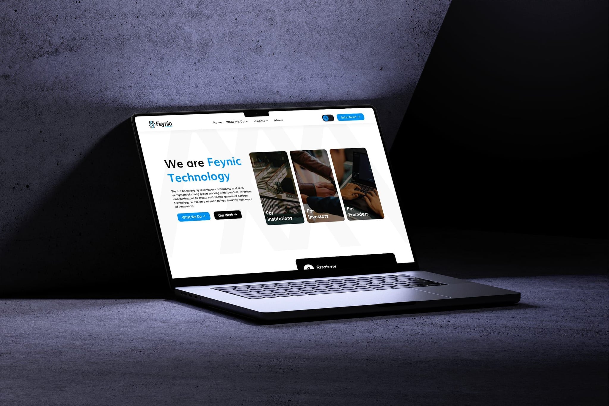 A deep tech website for Feynic Technology